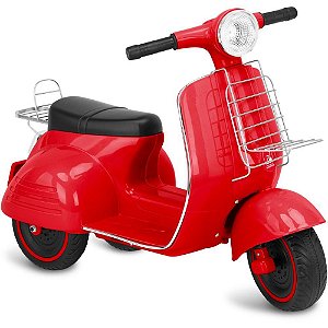Veículo Elétrico Lambreta Vermelha 6V - Estilo Retrô com Faróis e Bagageiro