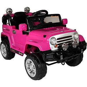 Veículo Elétrico Jipe Rosa com Controle 12V
