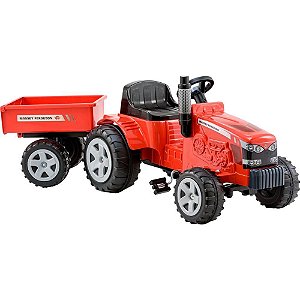 Veículo a Pedal Trator Massey Ferguson com Cacam
