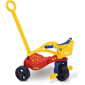 Triciclo Cachorrinho com Empurrador, Protetor e Cesta