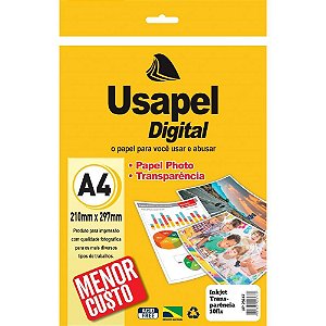 Transparência INKJET Usapel A4 75G sem Tarja - Pacote com 10