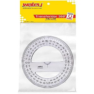 Transferidor Poliestireno 360 Graus Cristal - Pacote com 10