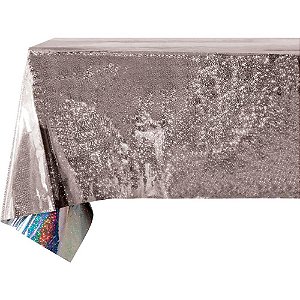Toalha Plástica Prata Metalizada 137X274CM