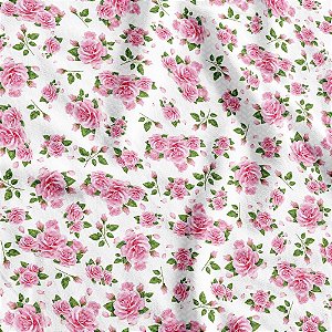 TNT Estampado 1,40M 40G Rosas COR de Rosa Rolo com 25 Metros
