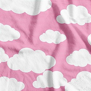 TNT Estampado Nuvem BABY Rosa 1,40M 40G Rolo com 25M