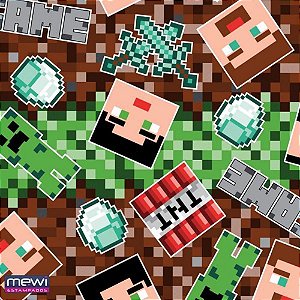 TNT Estampado 1,40M 40G Mundo Pixel -  Rolo de 25 Metros
