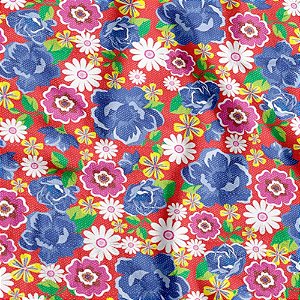 TNT Estampado 1,40M 40G Chita Vermelho - Rolo de 25 Metros