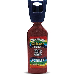 Tinta Relevo Dimensional 3D Glitter Vermelho 35ML - Pacote com 06 Unidades