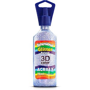 Tinta Relevo Dimensional Glíter Prata 35ML - Pacote com 6