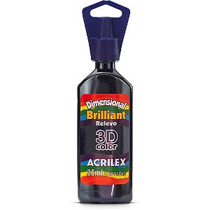 Tinta Relevo Dimensional Brilhante Preto 35ML - Pacote com 06