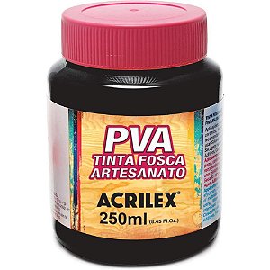 Tinta PVA Fosca para Artesanato 250ML Preto - Pacote com 03