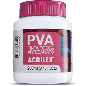 Tinta PVA Fosca para Artesanato 250ML Branco Pacote com 03
