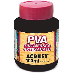 Tinta PVA Fosca para Artesanato 100ML Preto - Pacote com 6
