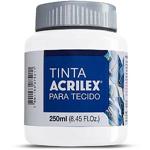 Tinta para Tecido Acrilex Fosca 250ML Branco - Pacote com 3 Unidades