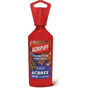 Tinta para Tecido Acripuff 35ML Vermelho Fogo PCT com 06