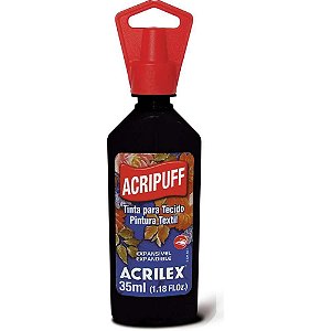 Tinta para Tecido Acripuff 35ML Preto Pacote com 6