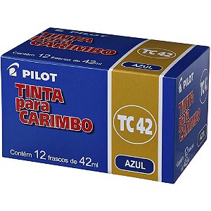 Tinta para Carimbo 42ML Azul - Caixa com 12 Unidades