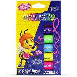 Tinta Guache em Bastão Neon com 06 Cores