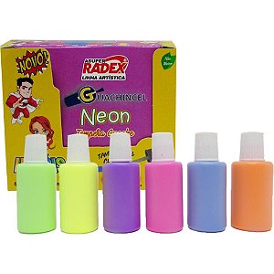 Tinta Guache Neon 18ML com Pincel - 6 Cores