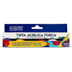 Tinta Acrílica ACRYLIC Colors 15ML - 6 Cores - Pacote com 3 Cartuchos