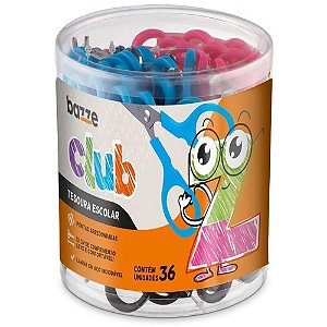 Tesoura Escolar Bazze CLUB 12CM RX/RSEM AZ/PT Pote 36