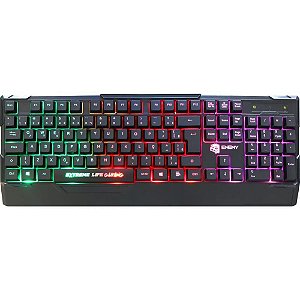 Teclado Multimídia USB Gamer ENEMY Preto com Iluminação