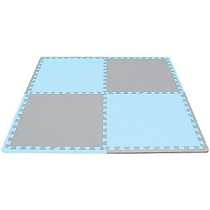 Tatame PLAY MAT EVA Cinza e Azul Pastel 10MM - Pacote com 4 Peças