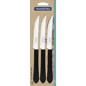 Conjunto de Facas de Mesa Leme 3 Peças AÇO INOX Cabo Resistente