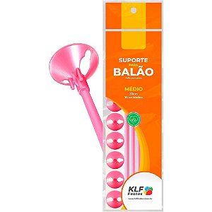 Suporte para Balão Rosa 33CM - Pacote com 10