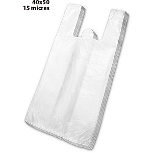 Sacola Plástica 40X50CM com 1000 Unidades - 15 Micras Branca