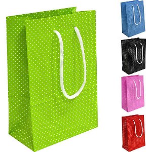 Sacola para Presente Poa Cores Sortidos 18X25X10 CM PCT com 10