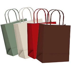 Sacola para Presente Lisa 32X26,5X13CM Sortidas Pacote com 10