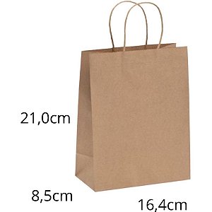 Sacola para Presente KRAFT M 21X17,5X8,5CM Pacote com 10