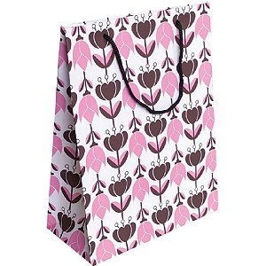 Sacola para Presente Decorada FEMININA/AMOR MD 27X21X10 - Pacote com 10