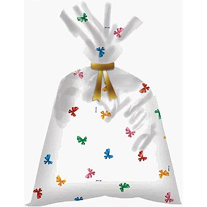 Saco Poli Transparente Decorado 11X19,5CM Sortido - Pacote com 100 Unidades