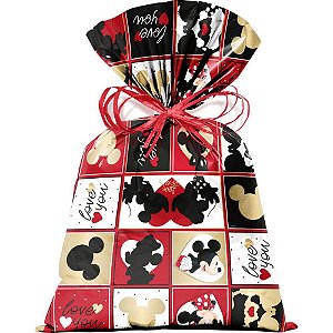 Saco Metalizado 45X60CM Mickey e Minnie Love You PCT com 25