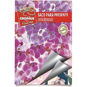 Saco Metalizado para Presente Feminino Sortido 35X55CM - Pacote com 50 Unidades