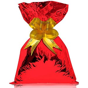Saco Metalizado Vermelho Liso 10X15CM - Pacote com 50 Unidades