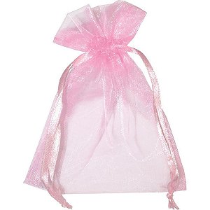 Saco de Organza Rosa 08X10CM Pacote com 10