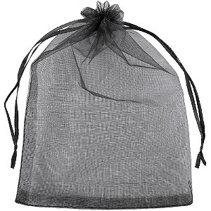 Saco de Organza Preto 14X20CM PCT com 10