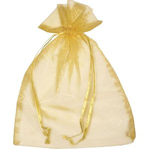 Saco de Organza Ouro 8X10CM - Pacote com 10