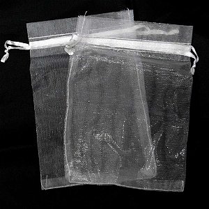 Saco de Organza Branco 8X10CM Pacote com 10