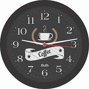 Relógio de Parede Redondo Coffee Preto 21,7CM