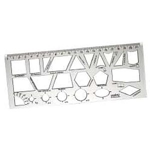 Régua Plástica Geométrica Escolar CR 22CM - Pacote com 10 Unidades
