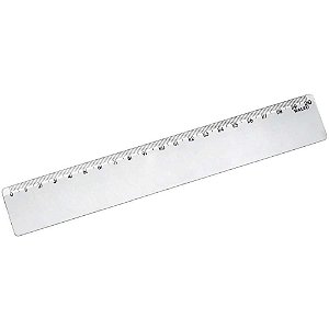 Régua Plástica Cristal 20CM com Apoio de Dedos - Pacote com 25 Unidades