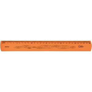 Régua Mole Neon Flexível 30CM Laranja PCT com 10