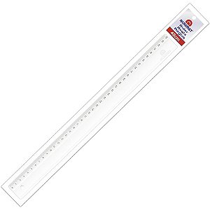 Régua de Poliestireno Transparente 40CM - Pacote com 10 Unidades