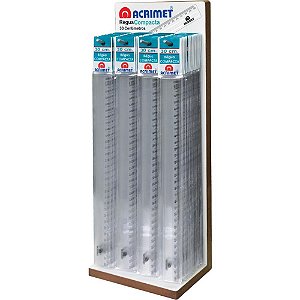 Régua de Poliestireno Compacta 30CM - Display com 100 Unidades