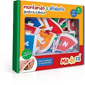 QUEBRA-CABEÇA Madeira Montando o Alfabeto 27 Peças