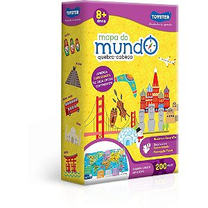 QUEBRA-CABEÇA Educativo Mapa do Mundo 200 Peças